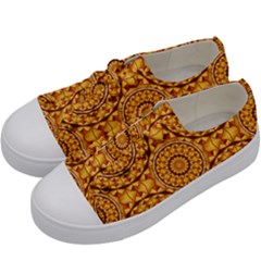 Golden Mandalas Pattern Kids  Low Top Canvas Sneakers by linceazul