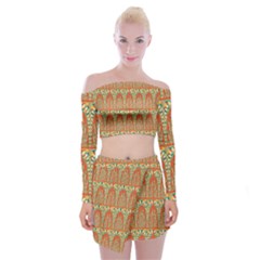 Arcs Pattern Off Shoulder Top With Skirt Set by linceazul