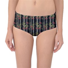 Bamboo Pattern Mid-waist Bikini Bottoms by ValentinaDesign