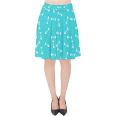 Fish Bones Pattern Velvet High Waist Skirt by ValentinaDesign