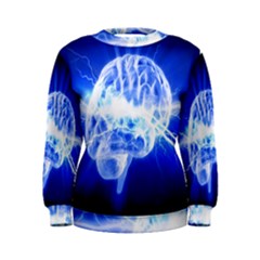 Lightning Brain Blue Women s Sweatshirt by Mariart