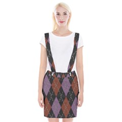 Knit Geometric Plaid Fabric Pattern Braces Suspender Skirt by paulaoliveiradesign