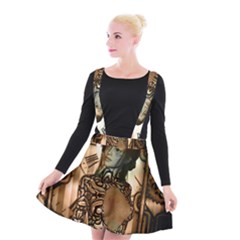 Steampunk, Steampunk Women With Clocks And Gears Suspender Skater Skirt by FantasyWorld7