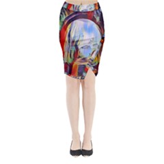 Abstract Tunnel Midi Wrap Pencil Skirt by NouveauDesign
