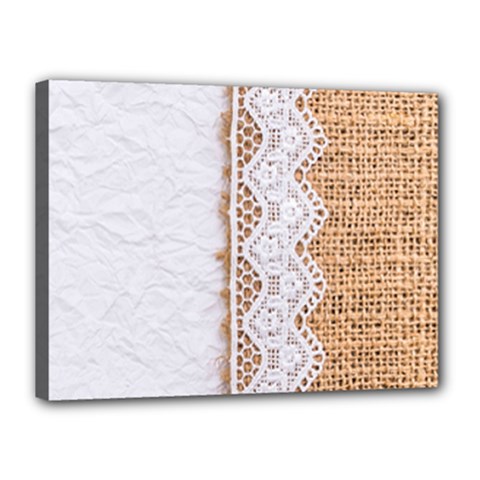 Parchement,lace And Burlap Canvas 16  X 12  by NouveauDesign