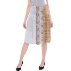 Parchement,lace And Burlap Midi Beach Skirt by NouveauDesign