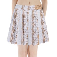 Parchement,lace And Burlap Pleated Mini Skirt by NouveauDesign