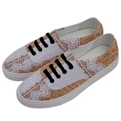 Parchement,lace And Burlap Men s Classic Low Top Sneakers by NouveauDesign