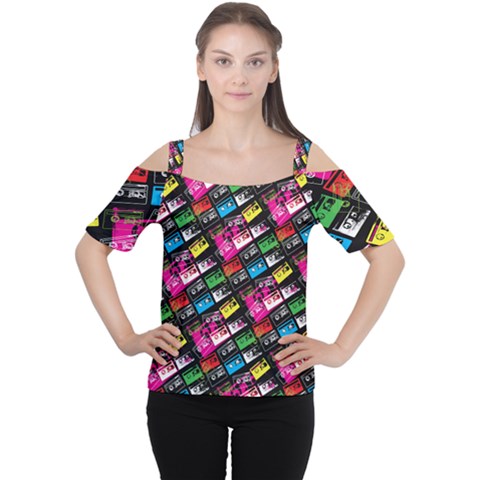Pattern Colorfulcassettes Icreate Cutout Shoulder Tee by iCreate