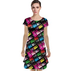 Pattern Colorfulcassettes Icreate Cap Sleeve Nightdress by iCreate