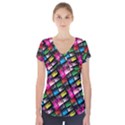 Pattern Colorfulcassettes Icreate Short Sleeve Front Detail Top View1