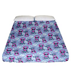 Pattern Kitty Headphones  Fitted Sheet (queen Size) by iCreate