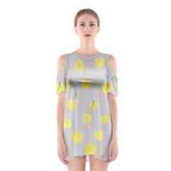 Cute Fruit Cerry Yellow Green Pink Shoulder Cutout One Piece by Mariart