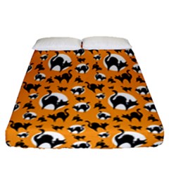 Pattern Halloween Black Cat Hissing Fitted Sheet (queen Size) by iCreate