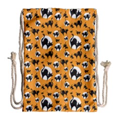 Pattern Halloween Black Cat Hissing Drawstring Bag (large) by iCreate