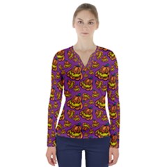 1pattern Halloween Colorfuljack Icreate V-neck Long Sleeve Top by iCreate