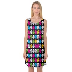 Pattern Painted Skulls Icreate Sleeveless Satin Nightdress by iCreate