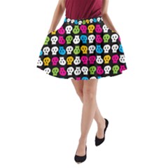 Pattern Painted Skulls Icreate A-line Pocket Skirt by iCreate