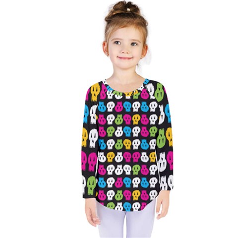 Pattern Painted Skulls Icreate Kids  Long Sleeve Tee by iCreate