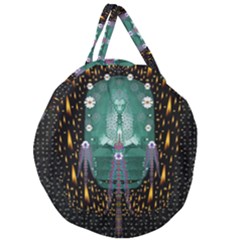 Temple Of Yoga In Light Peace And Human Namaste Style Giant Round Zipper Tote by pepitasart