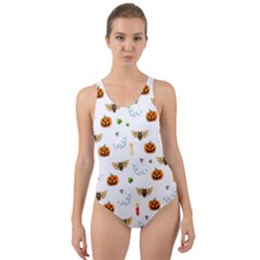 Halloween Pattern Cut-out Back One Piece Swimsuit by Valentinaart