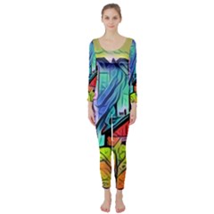 Magic Cube Abstract Art Long Sleeve Catsuit by NouveauDesign