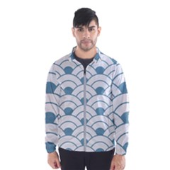 Art Deco,shell Pattern,teal,white Wind Breaker (men) by NouveauDesign