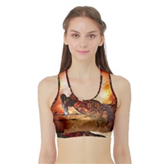Awesome Creepy Running Horse With Skulls Sports Bra With Border by FantasyWorld7