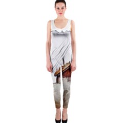 French Coffee Style Abstract Art Onepiece Catsuit by NouveauDesign