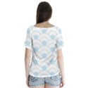 blue,white,shell,pattern V-Neck Flutter Sleeve Top View2