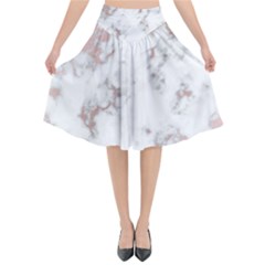 Pure And Beautiful White Marple And Rose Gold, Beautiful ,white Marple, Rose Gold,elegnat,chic,modern,decorative, Flared Midi Skirt by NouveauDesign