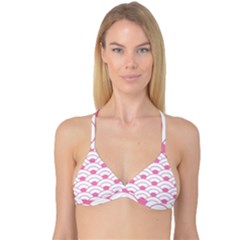 Art Deco Shell Pink White Reversible Tri Bikini Top by NouveauDesign