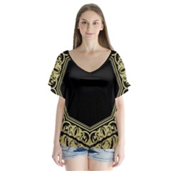 Art Nouvea Antigue V-neck Flutter Sleeve Top by NouveauDesign
