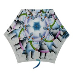 Funny, Cute Snowman And Snow Women In A Winter Landscape Mini Folding Umbrellas by FantasyWorld7