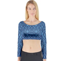 Art Nouveau Teal Long Sleeve Crop Top by NouveauDesign