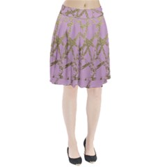 Modern,abstract,hand Painted, Gold Lines, Pink,decorative,contemporary,pattern,elegant,beautiful Pleated Skirt by NouveauDesign