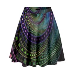 Oz The Great With Technicolor Fractal Rainbow High Waist Skirt by jayaprime