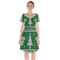 Ugly Christmas Sweater Short Sleeve Bardot Dress by Valentinaart