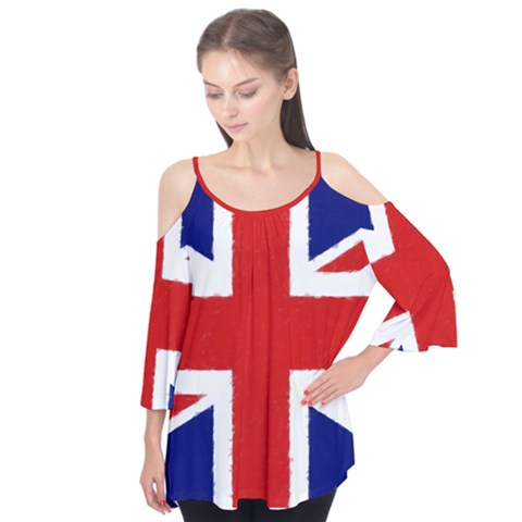 Union Jack Watercolor Drawing Art Flutter Tees by picsaspassion
