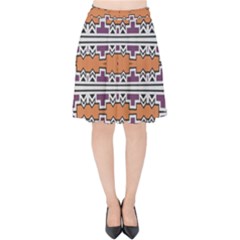 Purple And Brown Shapes                            Velvet High Waist Skirt by LalyLauraFLM