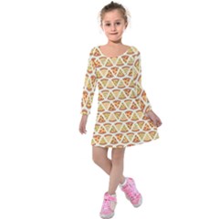Food Pizza Bread Pasta Triangle Kids  Long Sleeve Velvet Dress by Mariart
