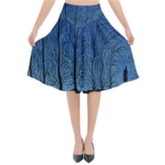 Forest Tree Night Blue Black Man Flared Midi Skirt by Mariart