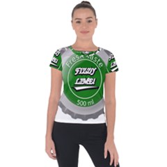Fresh Taste Fizzy Lime Bottle Cap Short Sleeve Sports Top  by Celenk