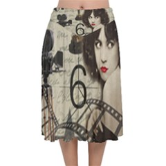 Vintage Cinema Velvet Flared Midi Skirt by Valentinaart