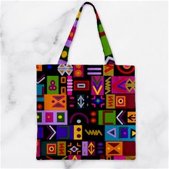 Abstract A Colorful Modern Illustration Zipper Grocery Tote Bag by Celenk