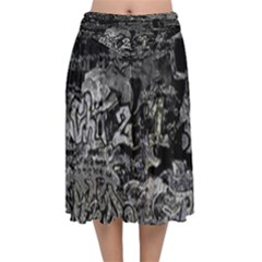 Graffiti Velvet Flared Midi Skirt by ValentinaDesign
