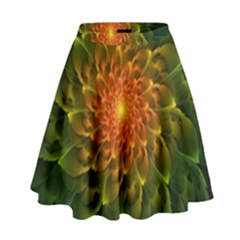 Beautiful Orange-green Desert Cactus Fractalspiral High Waist Skirt by jayaprime