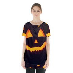 Pumpkin Helloween Face Autumn Skirt Hem Sports Top by Celenk