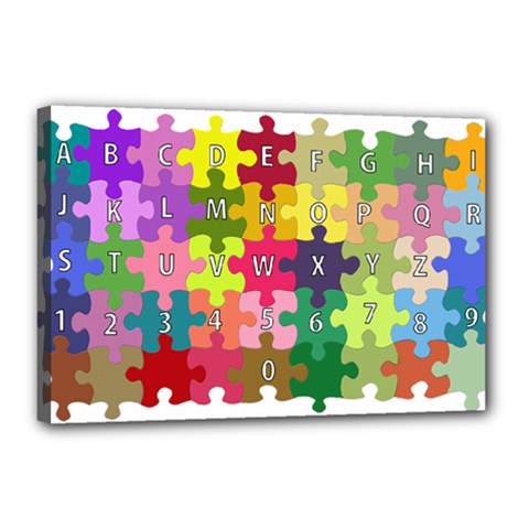 Puzzle Part Letters Abc Education Canvas 18  X 12  by Celenk