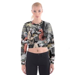 The Birth Of Christ Cropped Sweatshirt by Valentinaart